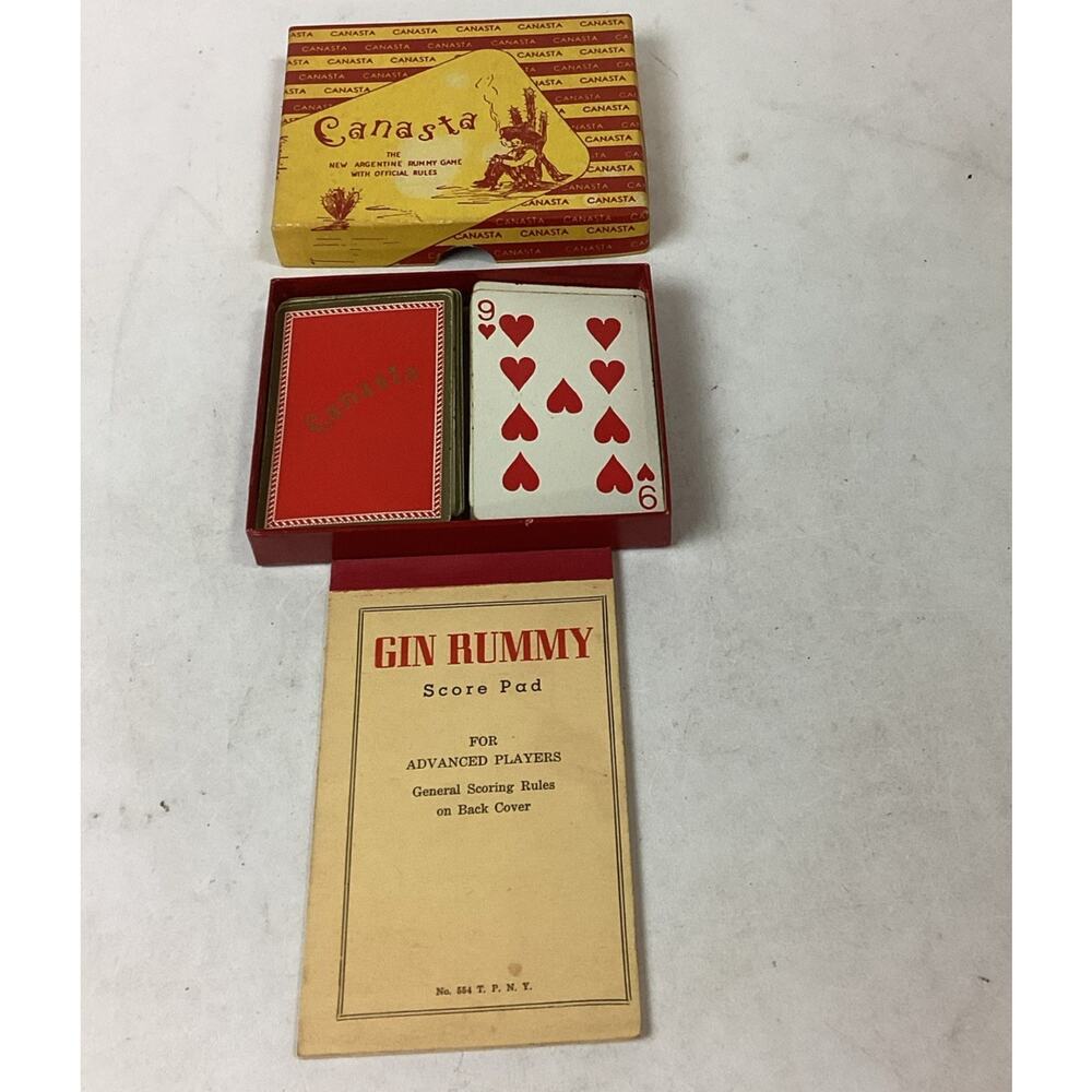 Vintage Canasta New Argentine Rummy Card Game With Original Box & Score Pad